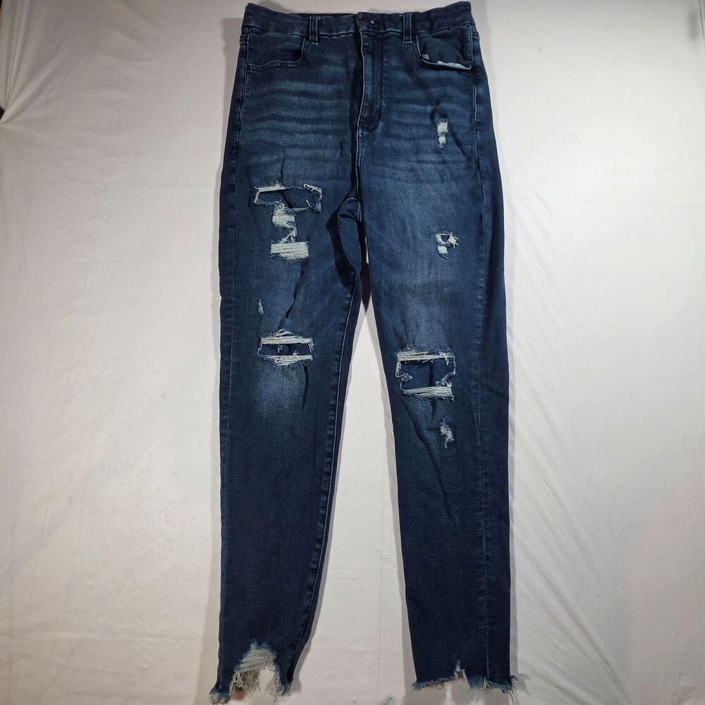 American Eagle Outfitters Jeans Womens 12 Blue High Rise Jegging Distressed